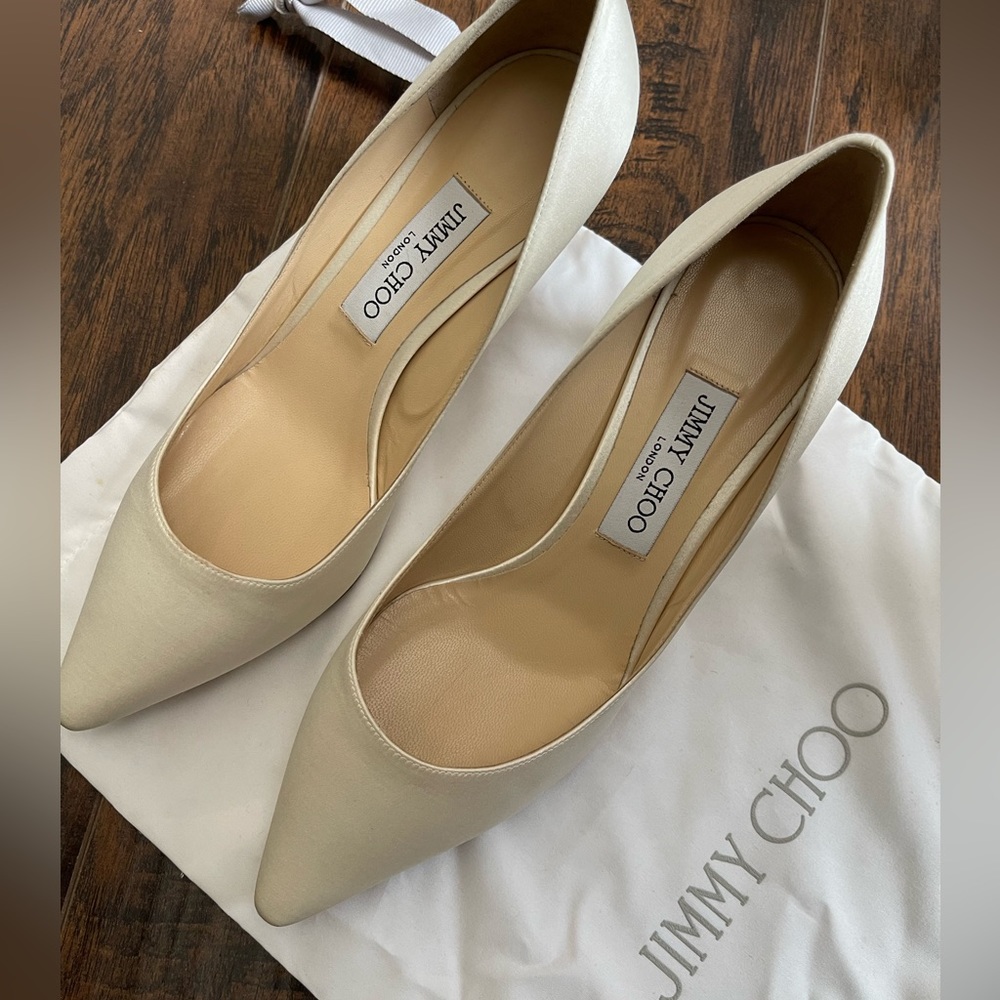 Jimmy Choo Romy 60 Ivory Satin Heels